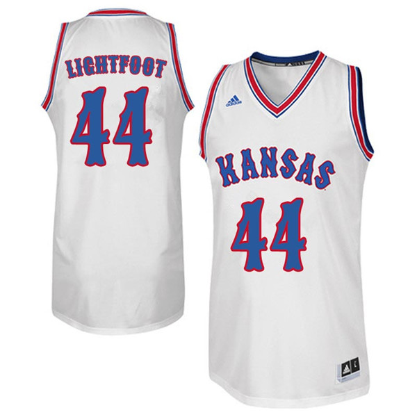 Men #44 Mitch Lightfoot Kansas Jayhawks Retro Throwback College Basketball Jerseys Sale-White - Click Image to Close